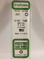 Evergreen White Polystyrene Tube 0.093 x 14" / 2.4mm x 36cm (6)