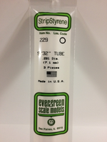 Evergreen White Polystyrene Tube 0.281 x 14" / 7.1mm x 36cm (3)