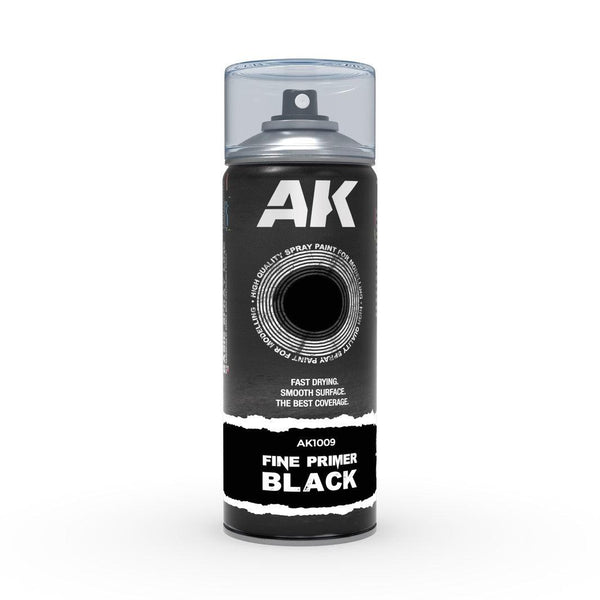 Ak Interactive - Aerosol Spray Primer - Fine Primer Black - Spray 400ml (Includes 2 Nozzles) - Gap Games