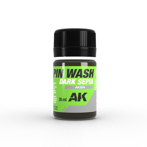 AK Interactive - Weathering - Dark Sepia Pin Wash 35ml - Gap Games