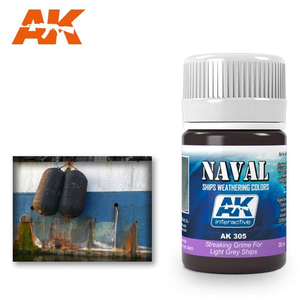 AK Interactive - Weathering Products - Streaking Grime For Light Grey Ships 35ml - Gap Games