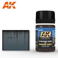 AK Interactive - Weathering Products - Streaking Grime for Panzer Grey Vehicles 35ml - Gap Games