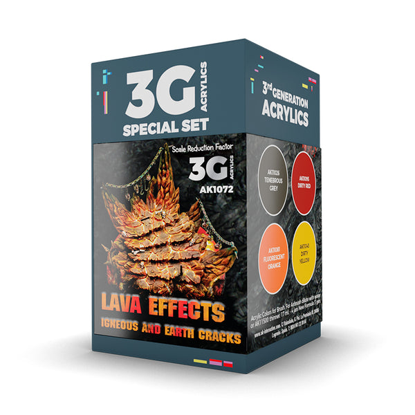 Ak Interactive - 3 Gen Acrylics - Wargame Color Set. Lava Effects.