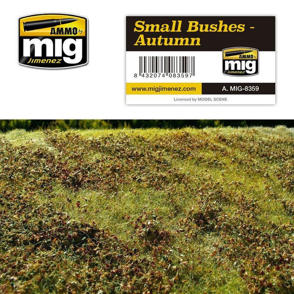 Ammo by MIG Dioramas - Grass Mats - Small Bushes - Autumn - Gap Games