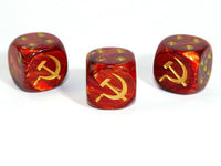 Chessex D6 Dice Axis and Allies Russian d6 Blank 1 Face Scarab Scarlet/gold x 1 - Gap Games