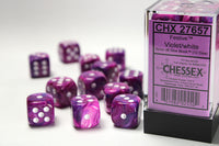 Chessex D6 Festive 16mm d6 Violet/white Dice Block (12 dice) - Gap Games