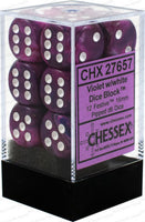 Chessex D6 Festive 16mm d6 Violet/white Dice Block (12 dice) - Gap Games