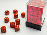 Chessex D6 Scarab 12mm d6 Scarlet/gold Dice Block (36 dice) - Gap Games