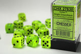 Chessex D6 Vortex 16mm d6 Bright Green/black Dice Block (12 dice) - Gap Games