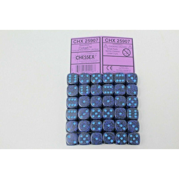 CHX 25907 Speckled 12mm d6 Cobalt Block (36) - Gap Games