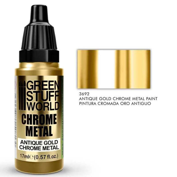 GREEN STUFF WORLD Chrome Paint - Antique Gold 17ml - Gap Games