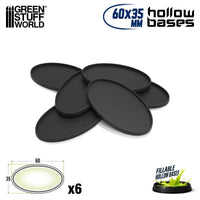 GREEN STUFF WORLD Hollow Plastic Bases - BLACK Oval 60x35mm