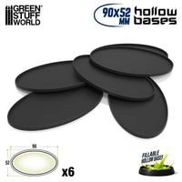 GREEN STUFF WORLD Hollow Plastic Bases - BLACK Oval 90x52mm