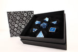 LPG Dice Set - Metal RPG Serif Blue/Silver - Gap Games