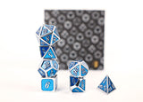 LPG Dice Set - Metal RPG Serif Blue/Silver - Gap Games