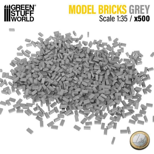 GREEN STUFF WORLD Model Bricks - Grey x 500 1/35