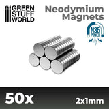 GREEN STUFF WORLD Neodymium Magnets 2x1mm - 50 units (N35)