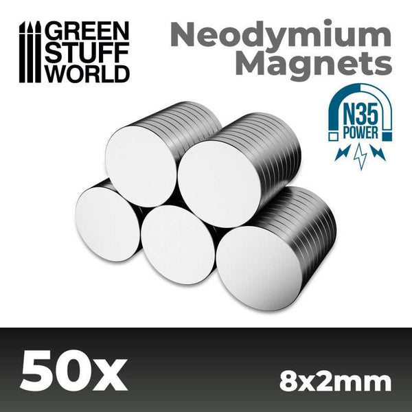 GREEN STUFF WORLD Neodymium Magnets 8x2mm - 50 units (N35)