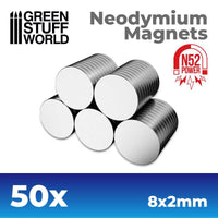 GREEN STUFF WORLD Neodymium Magnets 8x2mm - 50 units (N52)