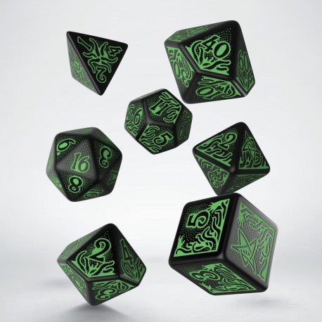 Q Workshop - Call Of Cthulhu 7th Edition Black & Green Dice Set 7 - Gap Games