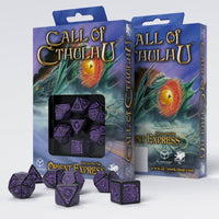 Q Workshop - Call Of Cthulhu Horror On The Orient Express Black & Purple Dice Set 7 - Gap Games