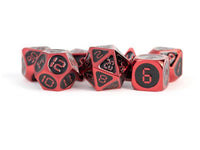 SALE MDG 16mm Metal Polyhedral Dice Set: Red w/ Black Enamel - Gap Games