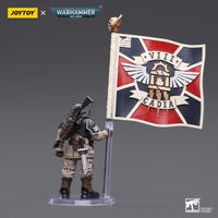 Warhammer Collectibles: 1/18 Scale Astra Militarum Cadian Command Squad Veteran with Regimental Std - Pre-Order - Gap Games