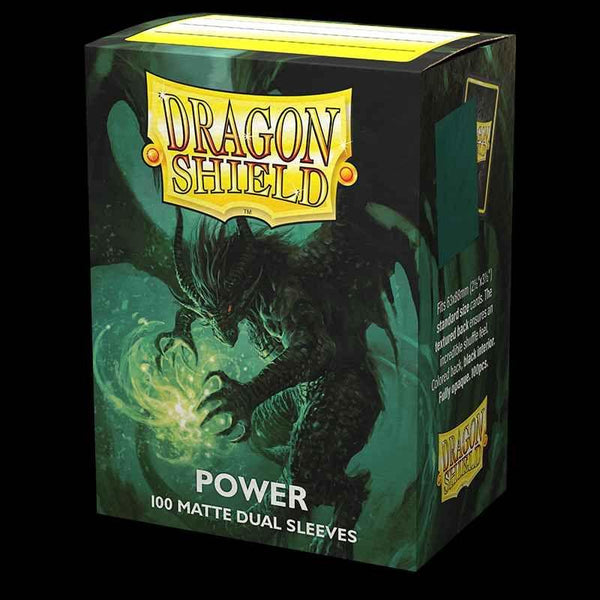 Sleeves - Dragon Shield - Box 100 - Standard Size Dual Matte Metallic Green (Power) - Gap Games