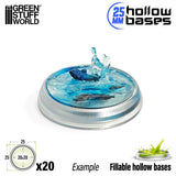 GREEN STUFF WORLD Transparent Hollow Plastic Bases - ROUND 25mm