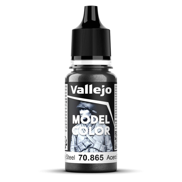 Vallejo Model Colour #196 - Oily Steel - 18 ml Metallic Acrylic Paint - Gap Games