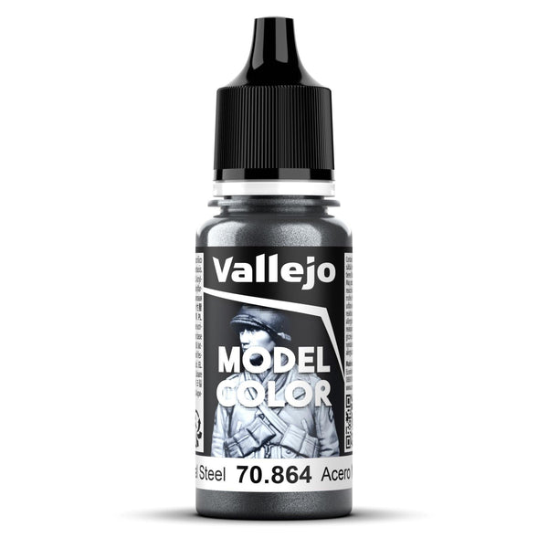 Vallejo Model Colour #197 - Natural Steel - 18 ml Metallic Acrylic Paint - Gap Games